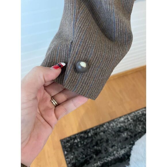 Gallery Vintage Brown 100% Wool Button Down Formal Blazer Size Large - Picture 9 of 9
